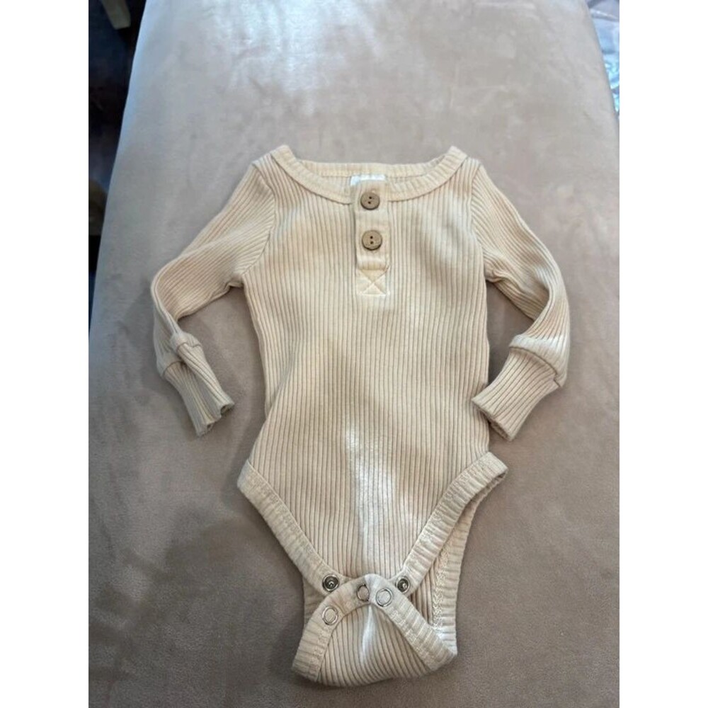 Little one shop ribbed long sleeve Henley onesie